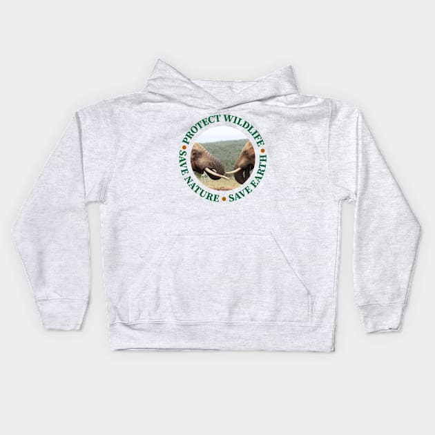 Wildlife Conservation Earth Day Elephants Kids Hoodie by PathblazerStudios